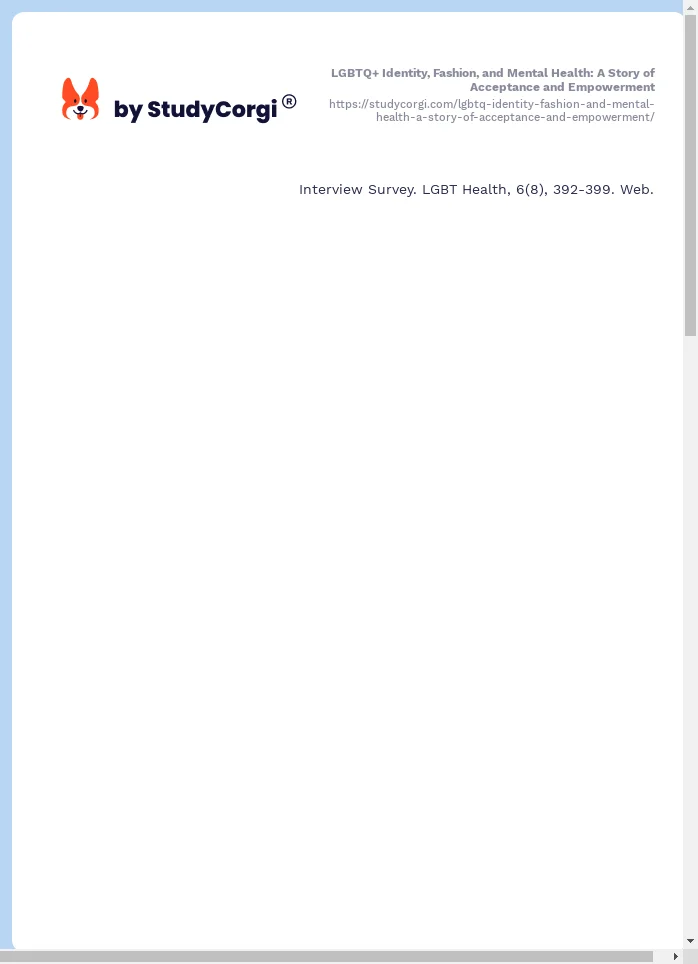 LGBTQ+ Identity, Fashion, and Mental Health: A Story of Acceptance and Empowerment. Page 2