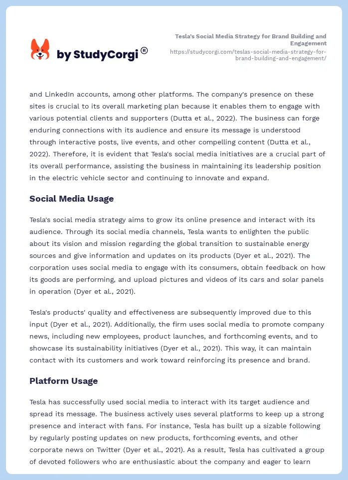 Tesla’s Social Media Strategy for Brand Building and Engagement. Page 2