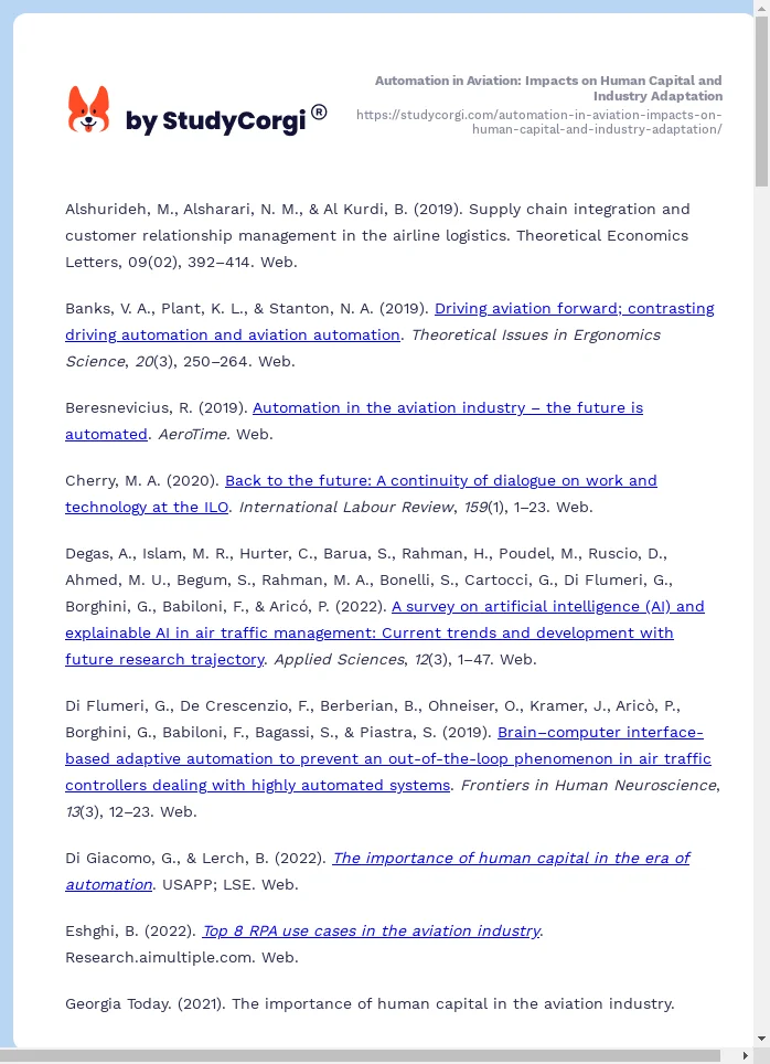 Automation in Aviation: Impacts on Human Capital and Industry Adaptation. Page 2
