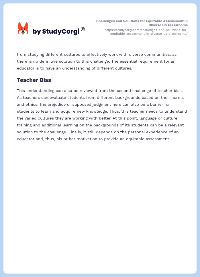Challenges and Solutions for Equitable Assessment in Diverse US Classrooms. Page 2