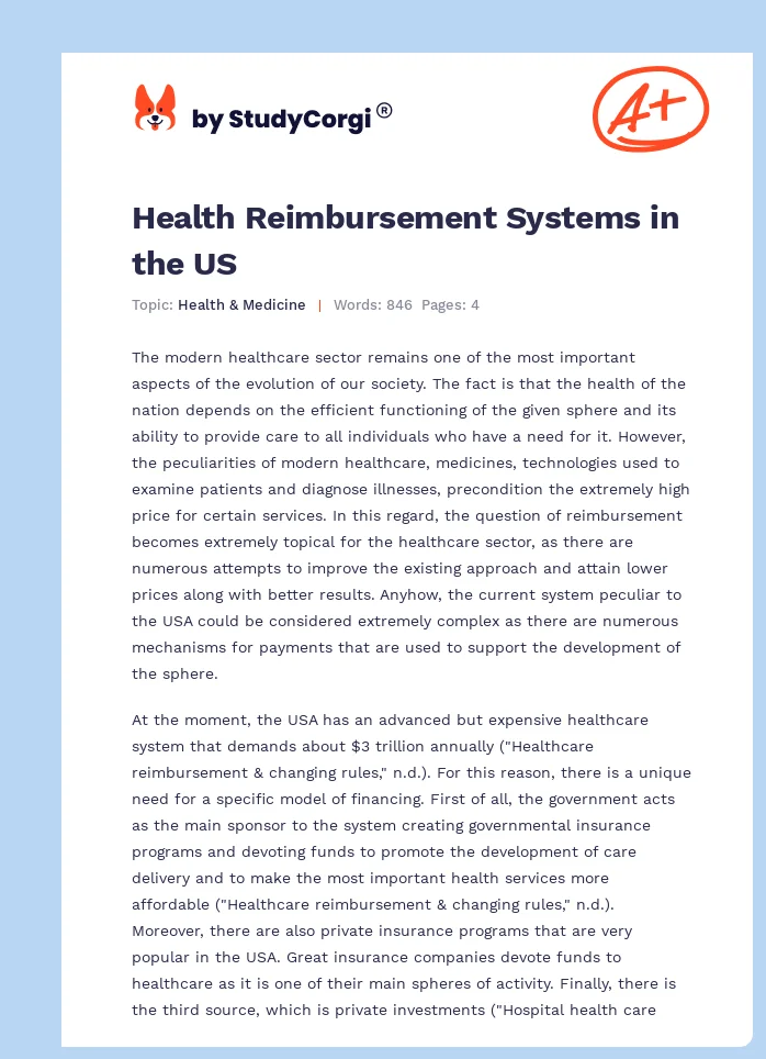 Health Reimbursement Systems in the US. Page 1