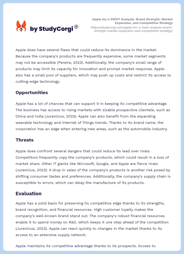 Apple Inc.'s SWOT Analysis: Brand Strength, Market Expansion, and Competitive Strategy. Page 2