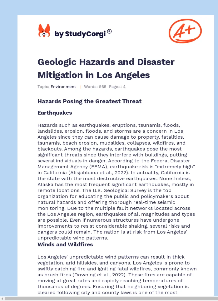 Geologic Hazards and Disaster Mitigation in Los Angeles. Page 1