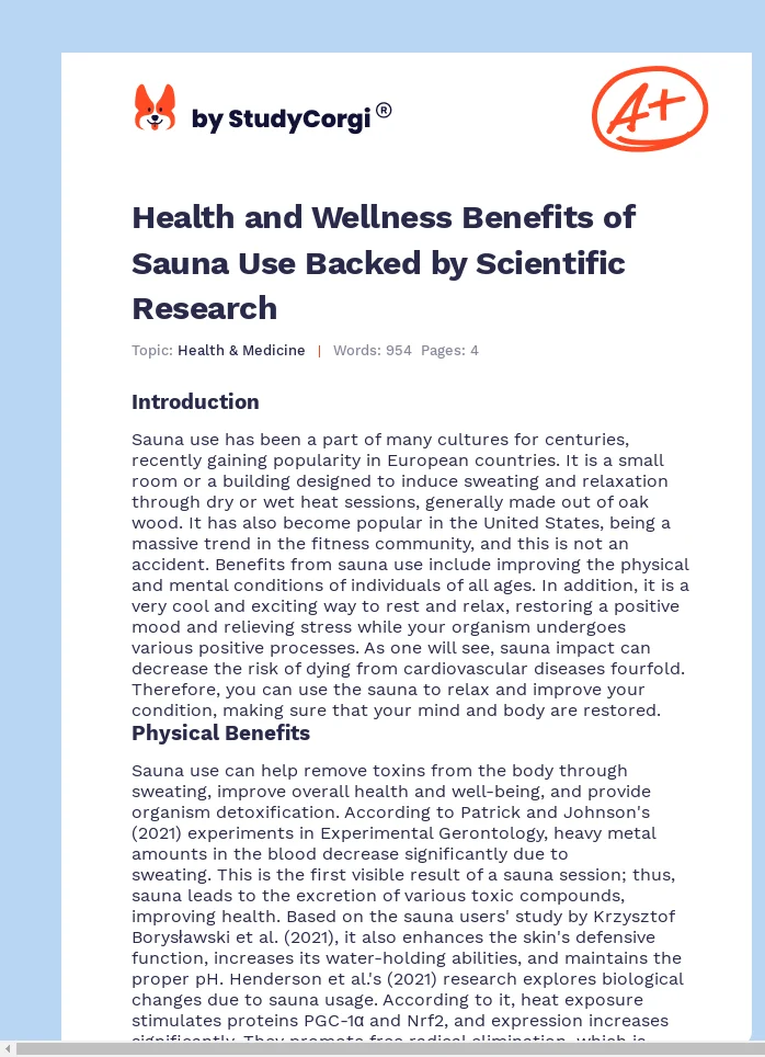 Health and Wellness Benefits of Sauna Use Backed by Scientific Research. Page 1