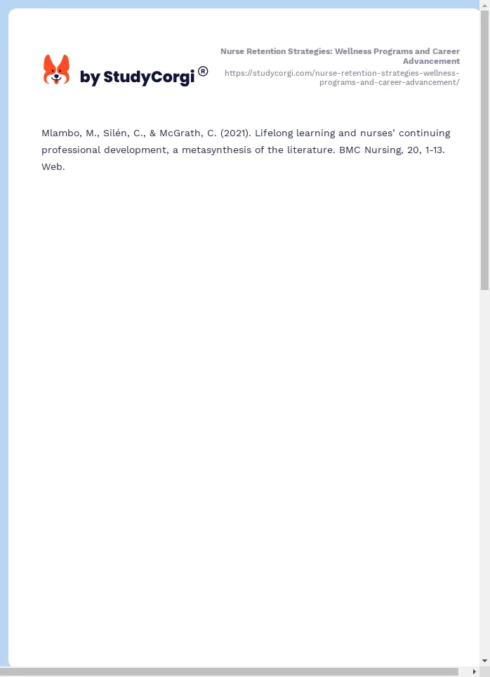 Nurse Retention Strategies: Wellness Programs and Career Advancement. Page 2