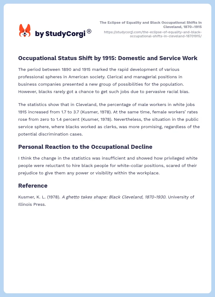 The Eclipse of Equality and Black Occupational Shifts in Cleveland, 1870–1915. Page 2