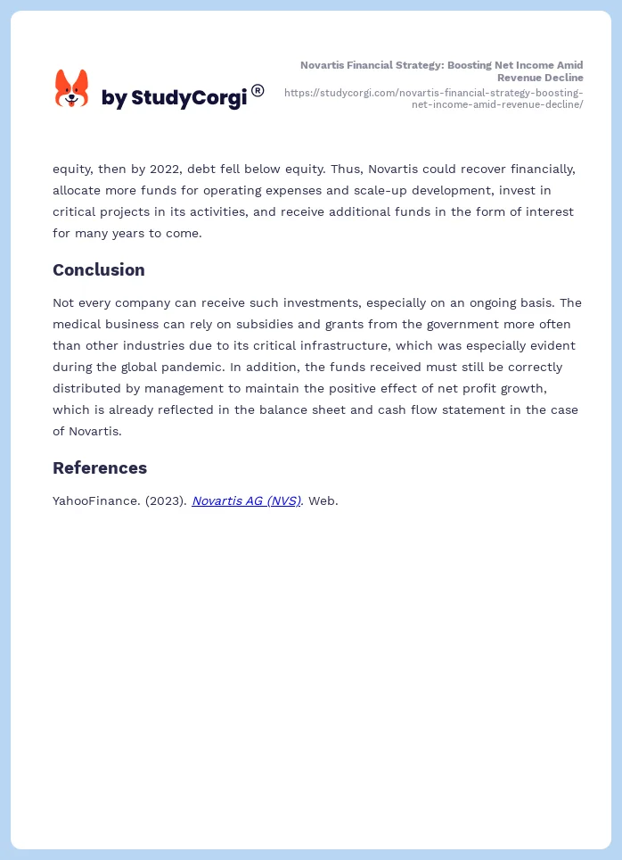 Novartis Financial Strategy: Boosting Net Income Amid Revenue Decline. Page 2