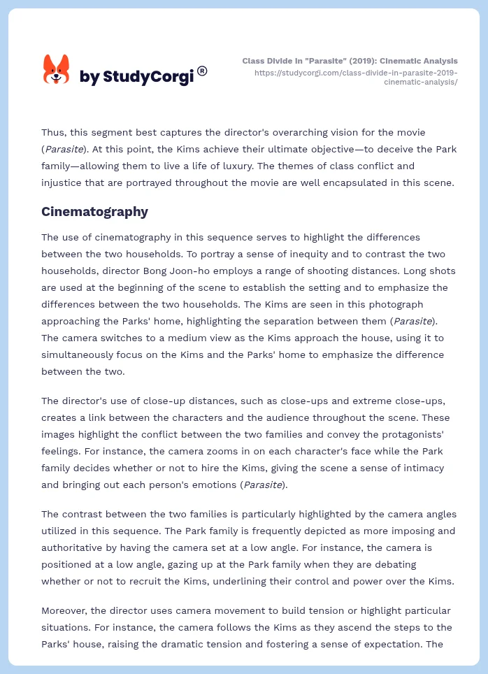Class Divide in "Parasite" (2019): Cinematic Analysis. Page 2
