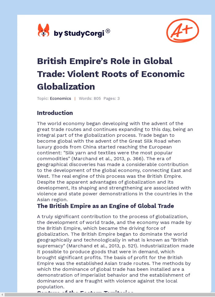 British Empire’s Role in Global Trade: Violent Roots of Economic Globalization. Page 1