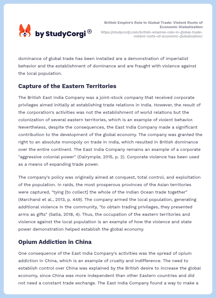 British Empire’s Role in Global Trade: Violent Roots of Economic Globalization. Page 2