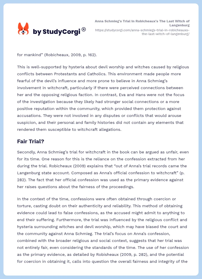 Anna Schmieg's Trial in Robicheaux's The Last Witch of Langenburg. Page 2