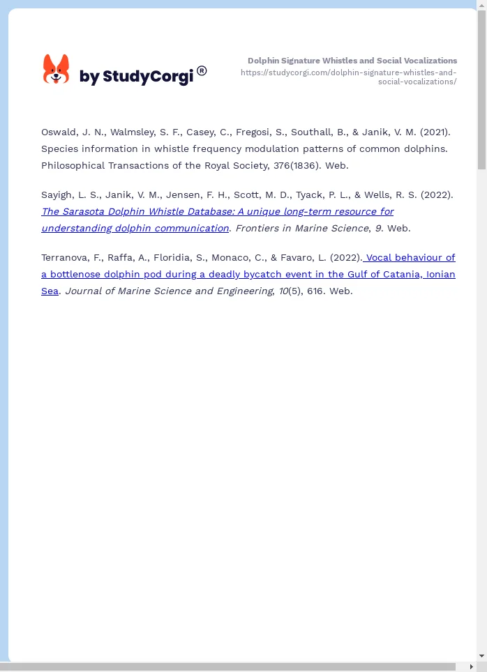 Dolphin Signature Whistles and Social Vocalizations. Page 2