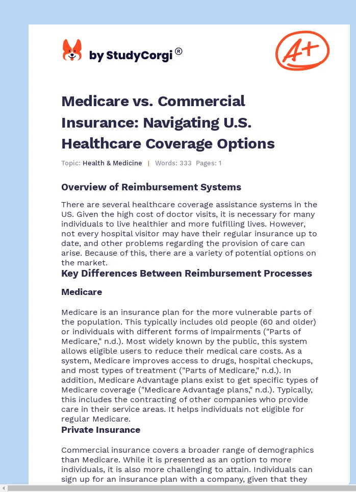 Medicare vs. Commercial Insurance: Navigating U.S. Healthcare Coverage Options. Page 1