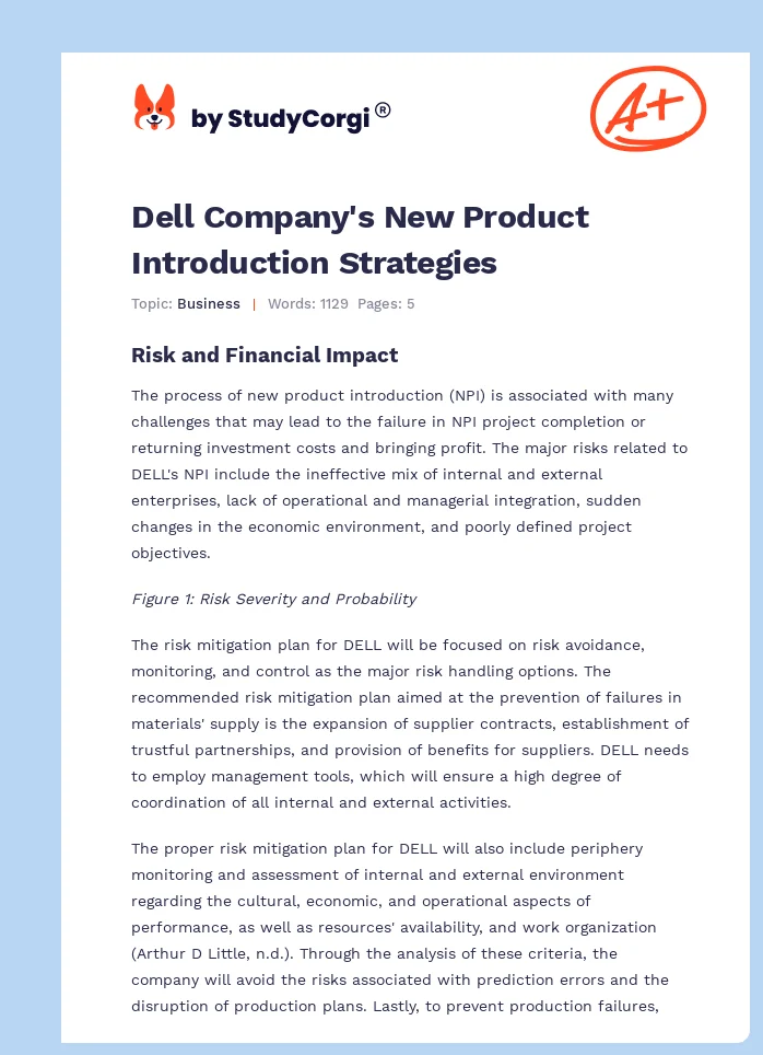 Dell Company's New Product Introduction Strategies. Page 1