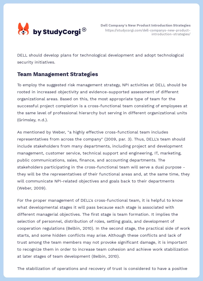 Dell Company's New Product Introduction Strategies. Page 2