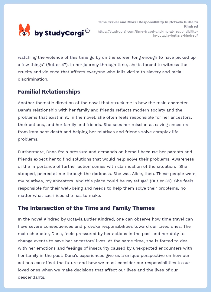 Time Travel and Moral Responsibility in Octavia Butler’s Kindred. Page 2