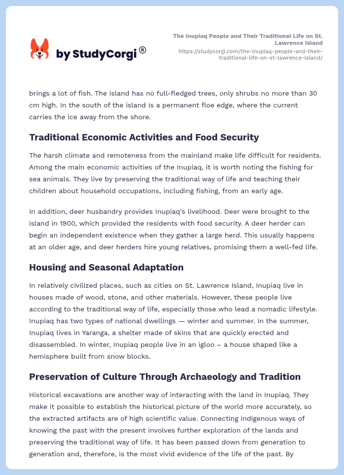 The Inupiaq People and Their Traditional Life on St. Lawrence Island. Page 2