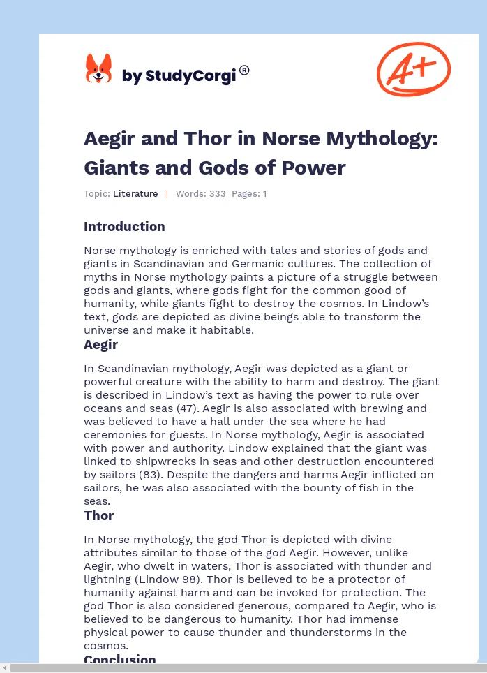 Aegir and Thor in Norse Mythology: Giants and Gods of Power. Page 1