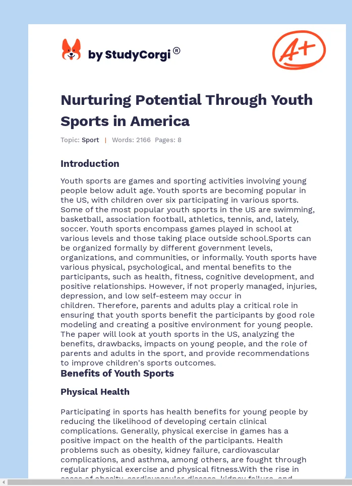 Nurturing Potential Through Youth Sports in America. Page 1