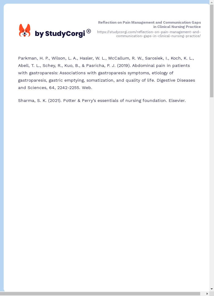 Reflection on Pain Management and Communication Gaps in Clinical Nursing Practice. Page 2