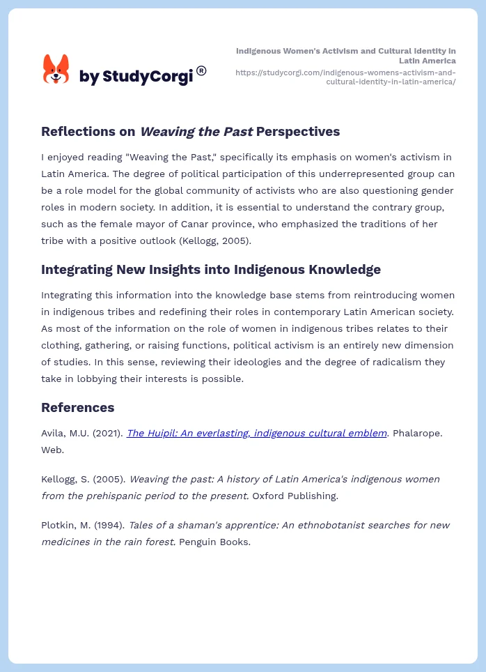 Indigenous Women's Activism and Cultural Identity in Latin America. Page 2