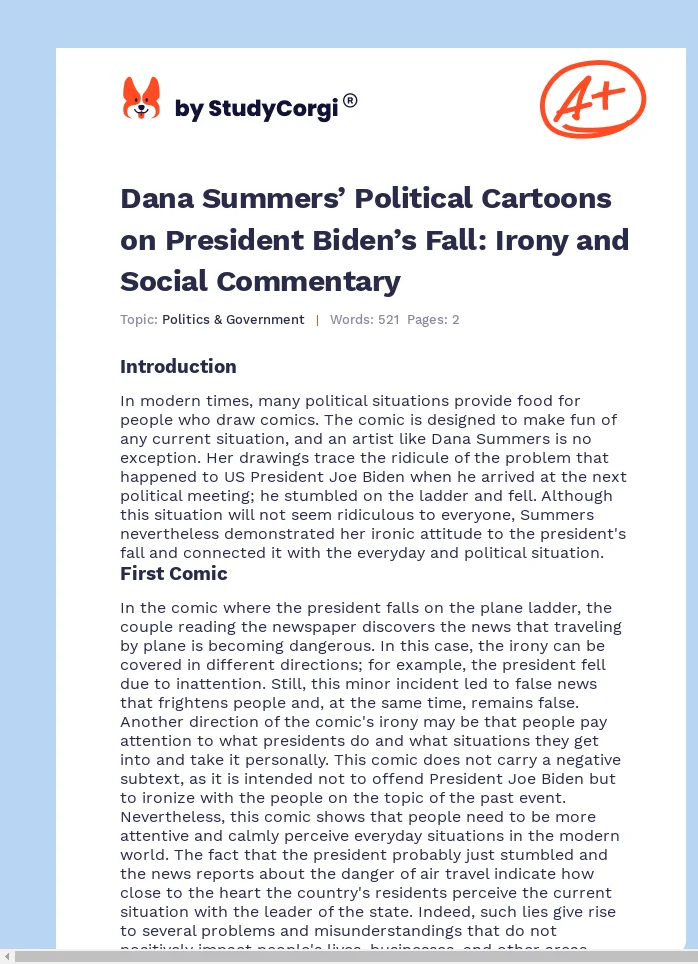 Dana Summers’ Political Cartoons on President Biden’s Fall: Irony and Social Commentary. Page 1