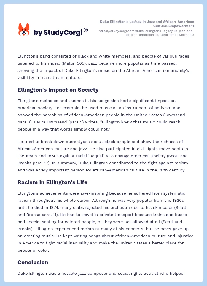 Duke Ellington's Legacy in Jazz and African-American Cultural Empowerment. Page 2