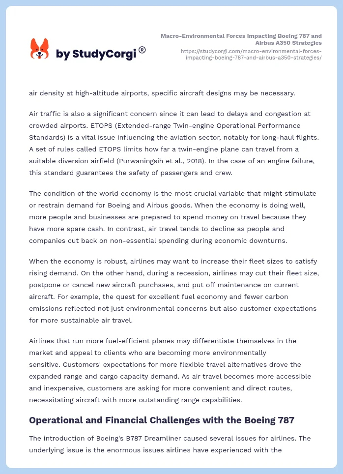 Macro-Environmental Forces Impacting Boeing 787 and Airbus A350 Strategies. Page 2