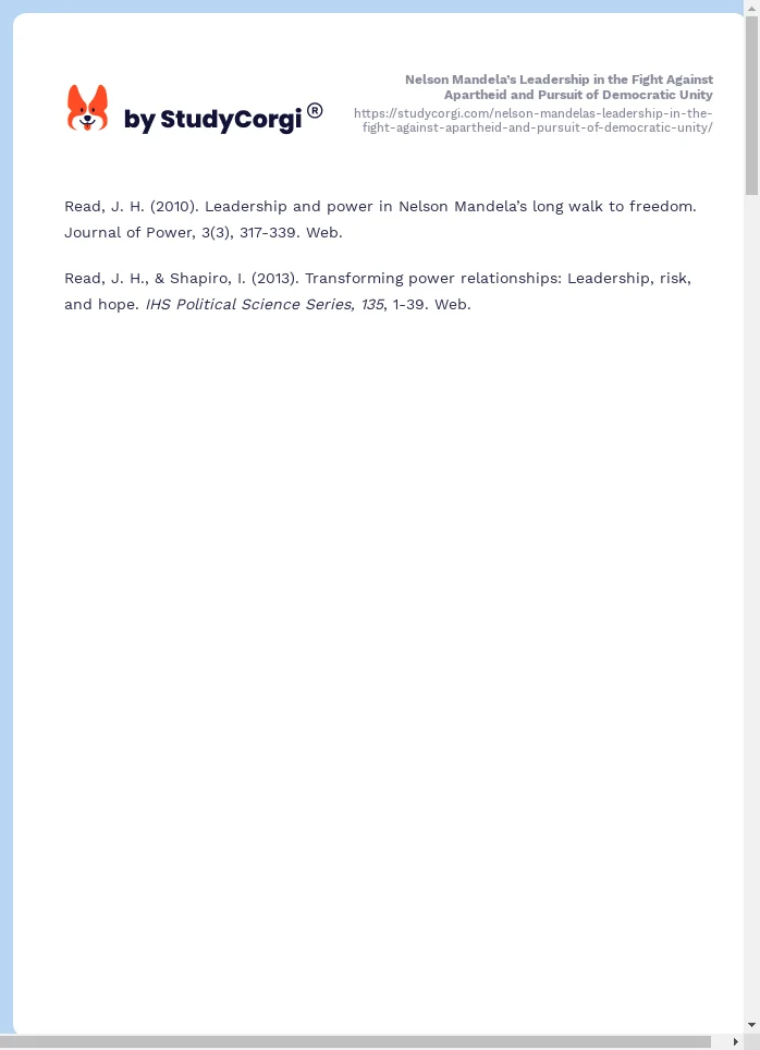 Nelson Mandela’s Leadership in the Fight Against Apartheid and Pursuit of Democratic Unity. Page 2