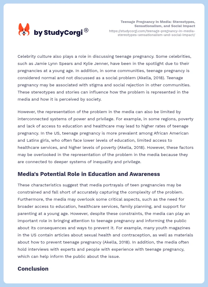 Teenage Pregnancy in Media: Stereotypes, Sensationalism, and Social Impact. Page 2