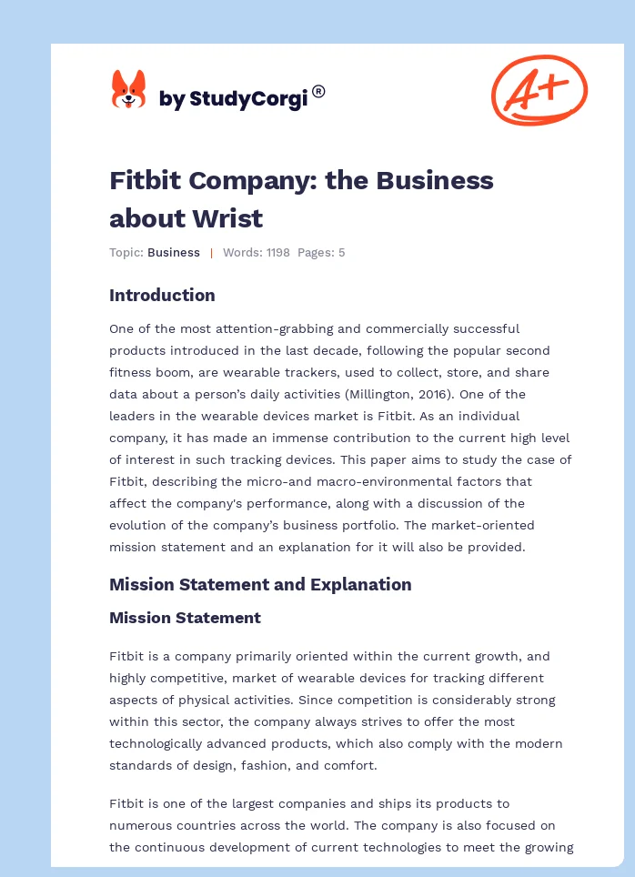 Fitbit Company: the Business about Wrist. Page 1