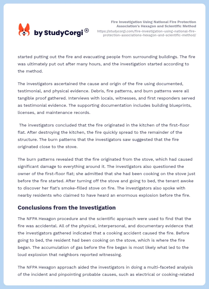 Fire Investigation Using National Fire Protection Association's Hexagon and Scientific Method. Page 2