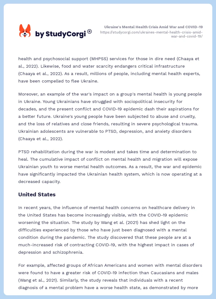Ukraine's Mental Health Crisis Amid War and COVID-19. Page 2