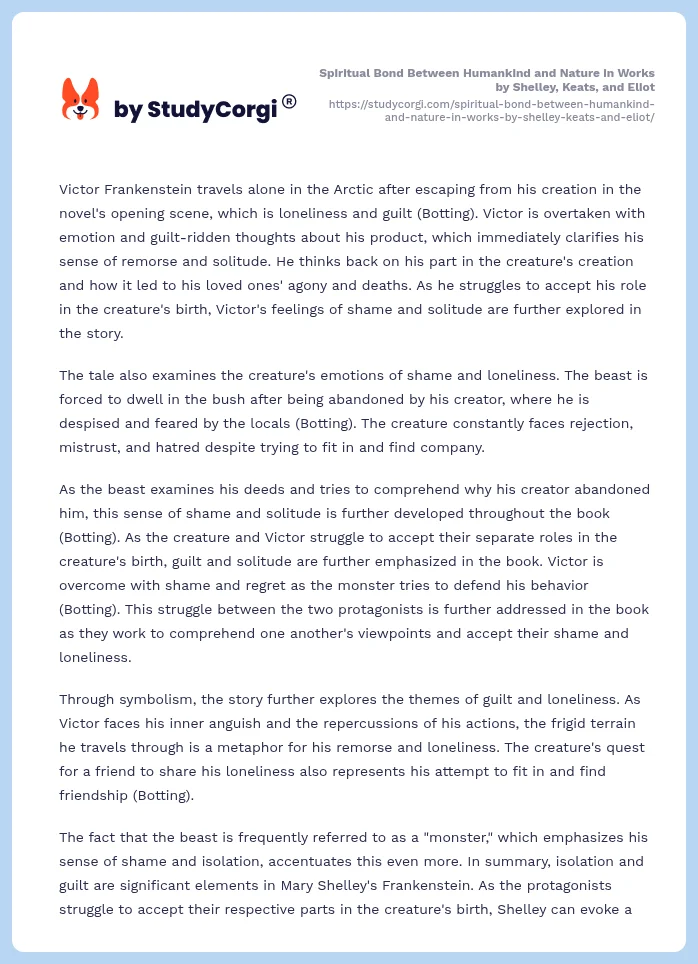 Spiritual Bond Between Humankind and Nature in Works by Shelley, Keats, and Eliot. Page 2