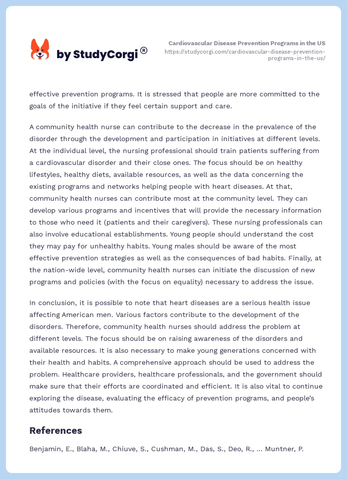 Cardiovascular Disease Prevention Programs in the US. Page 2