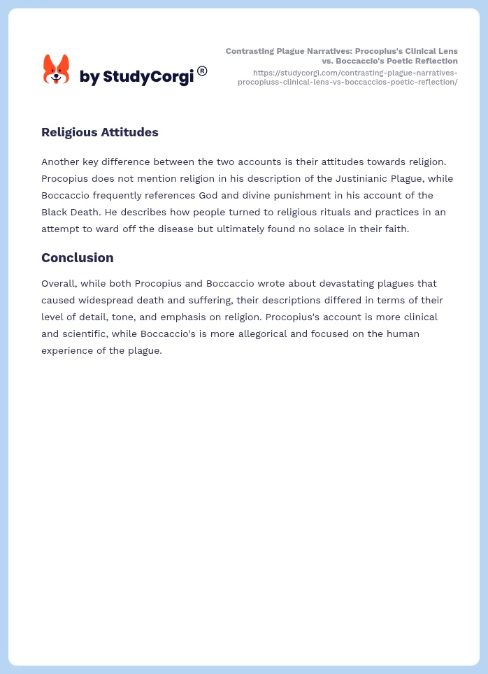 Contrasting Plague Narratives: Procopius's Clinical Lens vs. Boccaccio's Poetic Reflection. Page 2