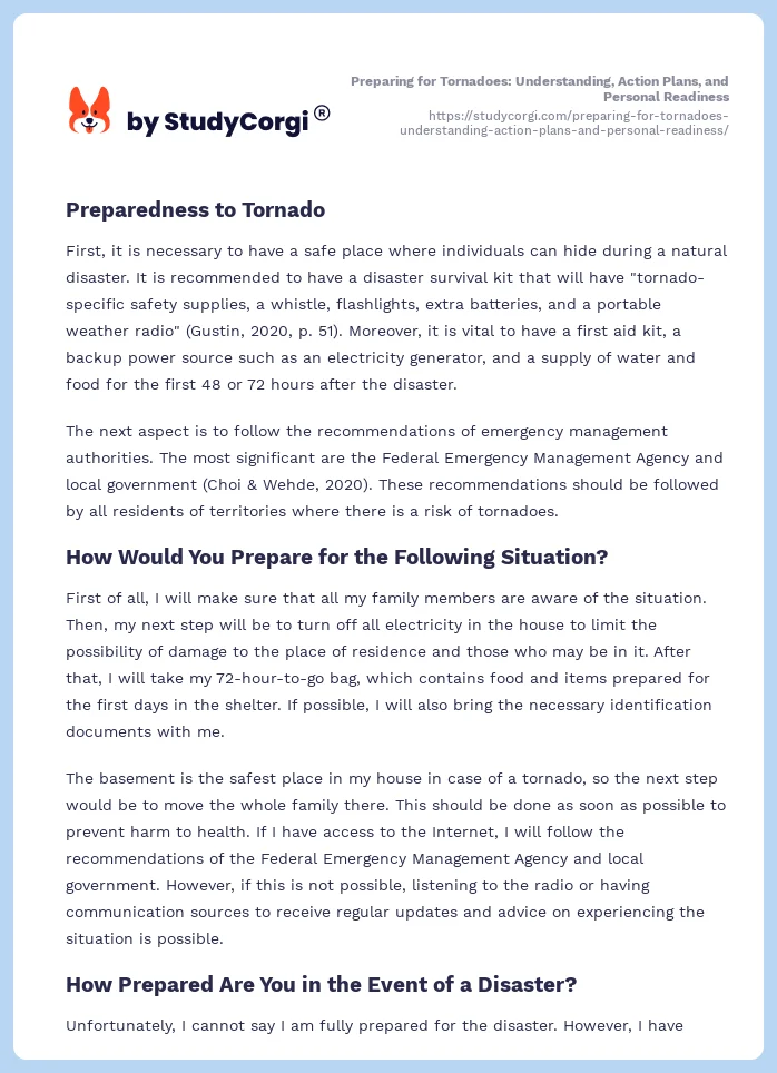 Preparing for Tornadoes: Understanding, Action Plans, and Personal Readiness. Page 2