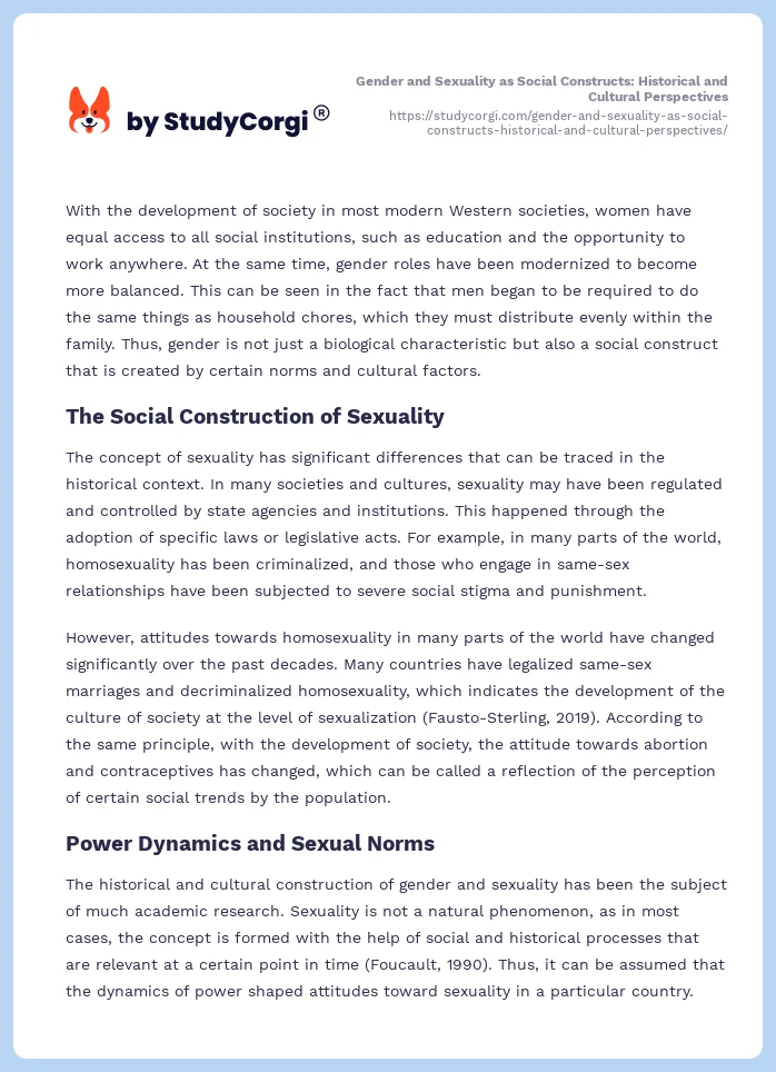 Gender and Sexuality as Social Constructs: Historical and Cultural Perspectives. Page 2