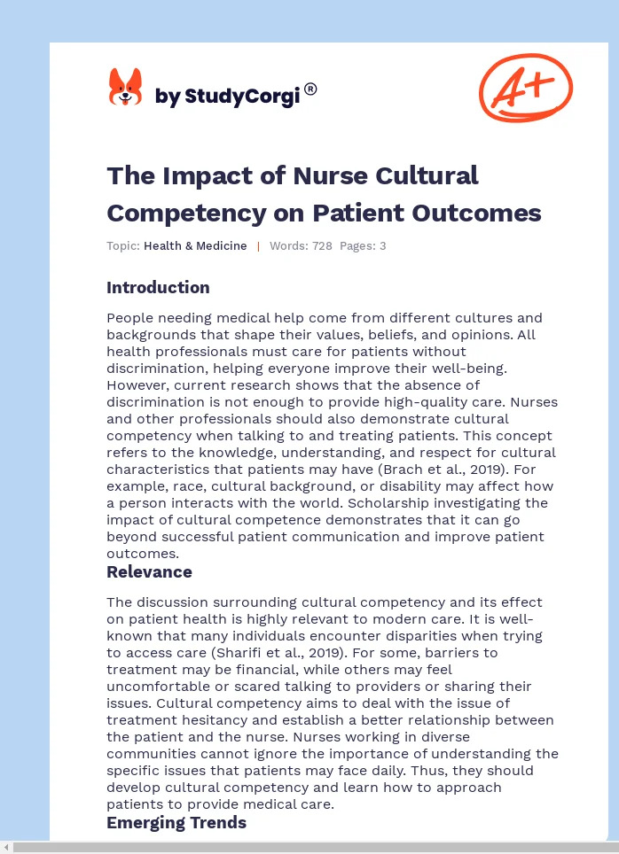 The Impact of Nurse Cultural Competency on Patient Outcomes. Page 1