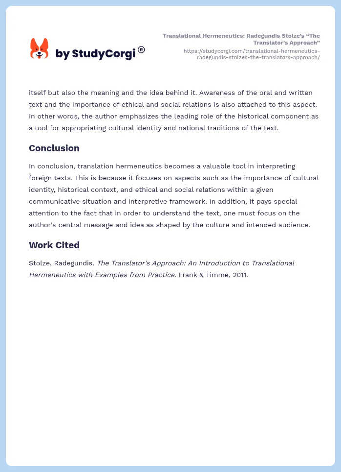 Translational Hermeneutics: Radegundis Stolze’s “The Translator’s Approach”. Page 2