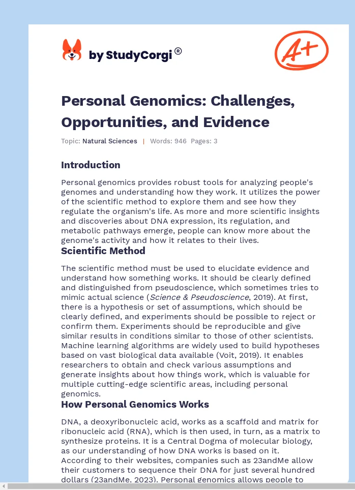 Personal Genomics: Challenges, Opportunities, and Evidence. Page 1