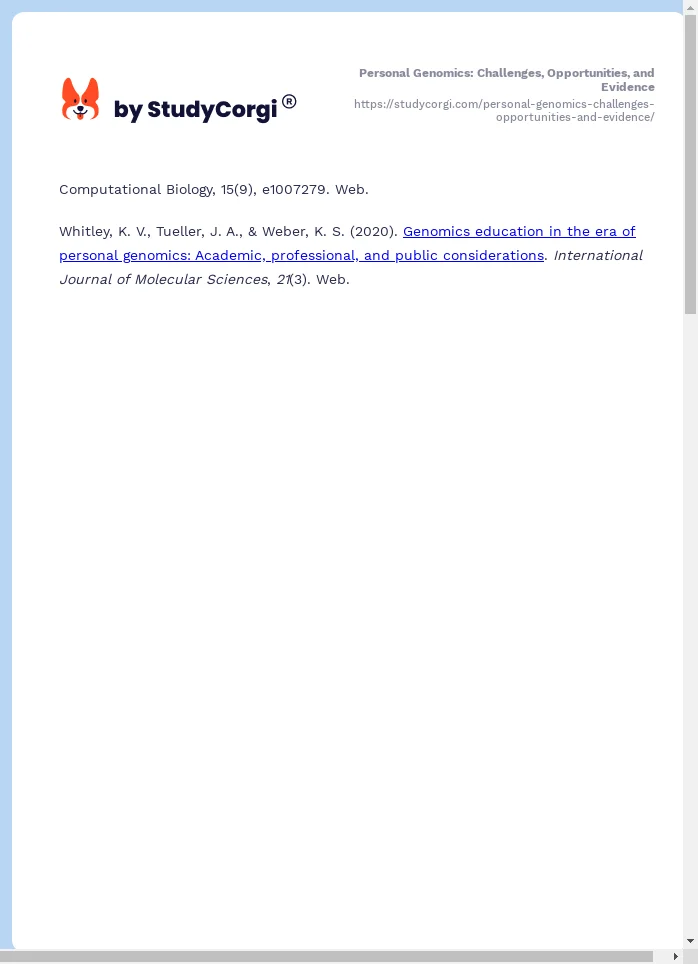 Personal Genomics: Challenges, Opportunities, and Evidence. Page 2