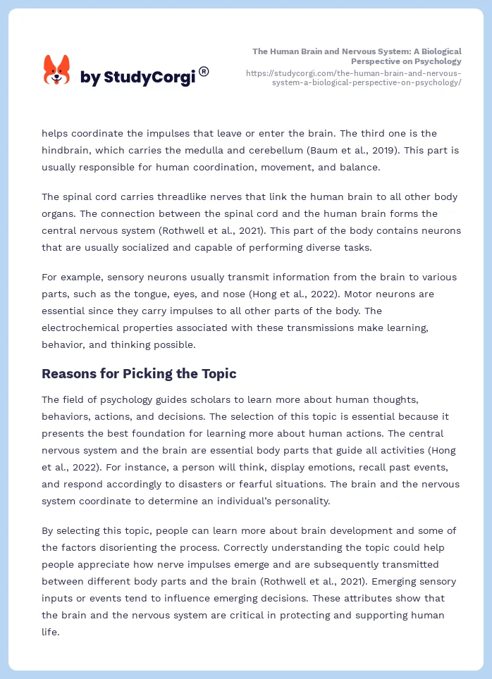 The Human Brain and Nervous System: A Biological Perspective on Psychology. Page 2