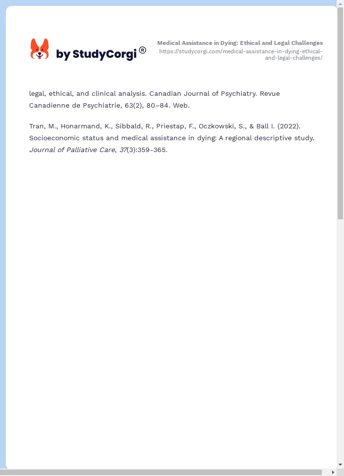 Medical Assistance in Dying: Ethical and Legal Challenges. Page 2