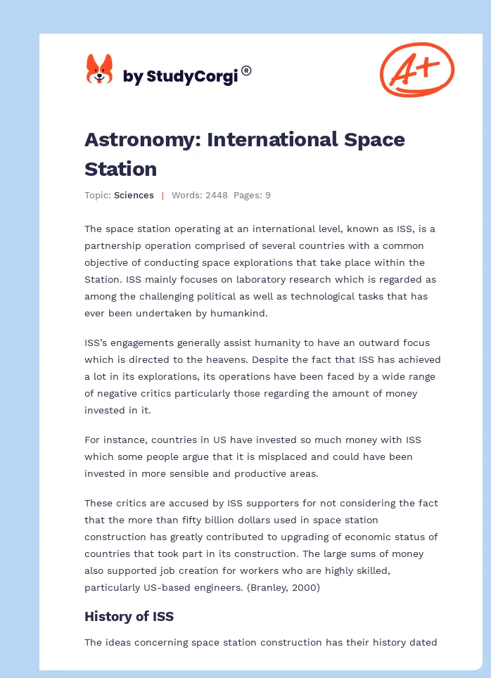 Astronomy: International Space Station. Page 1