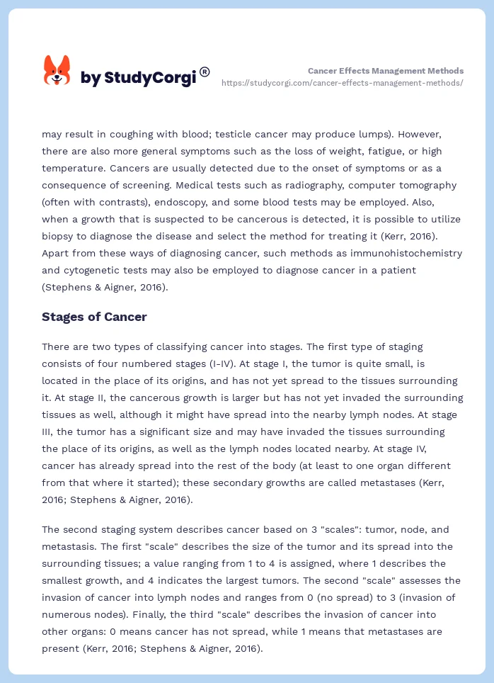 Cancer Effects Management Methods. Page 2