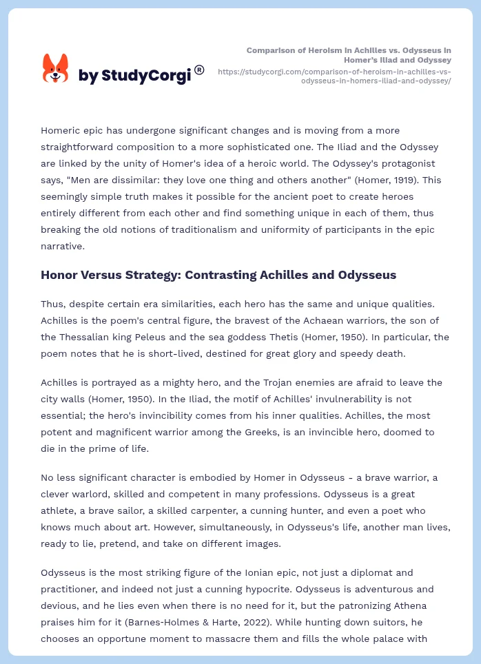 Comparison of Heroism in Achilles vs. Odysseus in Homer’s Iliad and Odyssey. Page 2