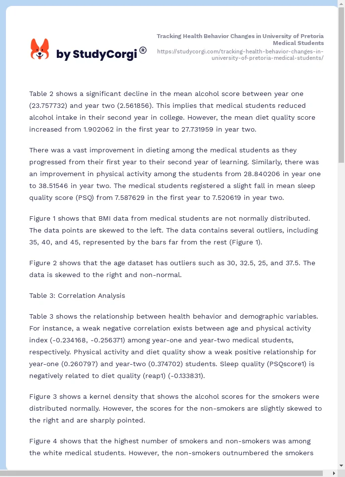 Tracking Health Behavior Changes in University of Pretoria Medical Students. Page 2
