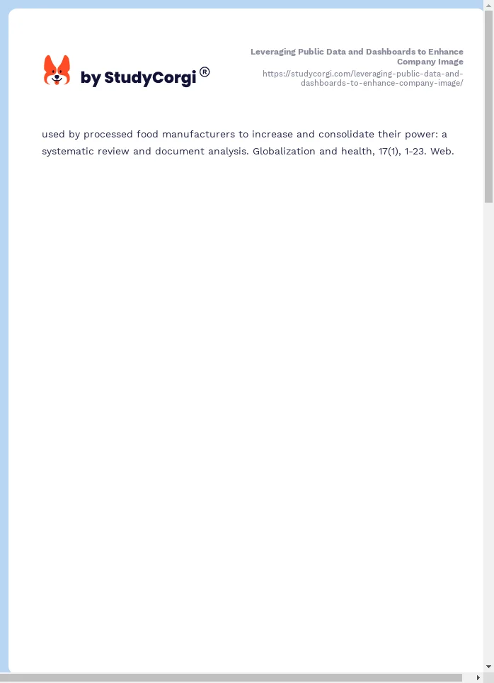 Leveraging Public Data and Dashboards to Enhance Company Image. Page 2