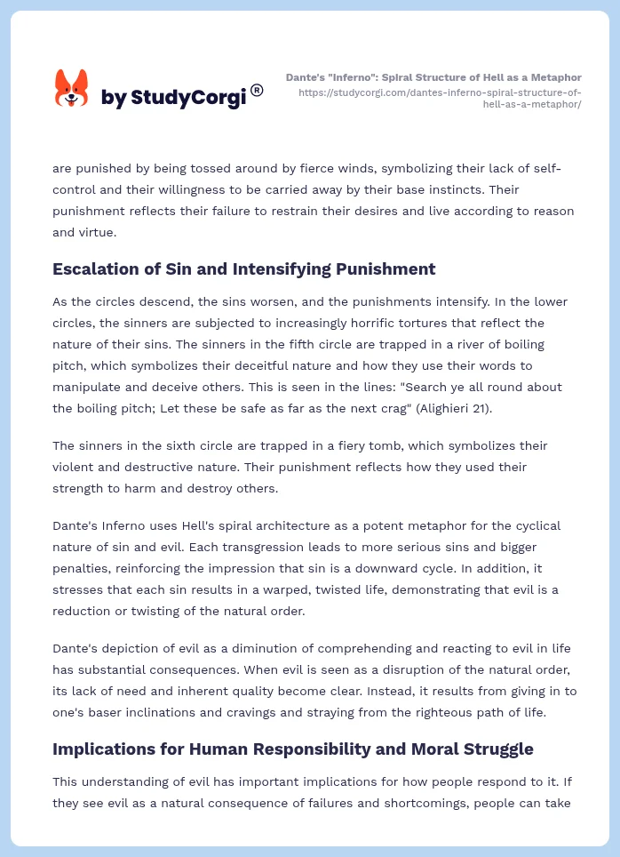 Dante's "Inferno": Spiral Structure of Hell as a Metaphor. Page 2